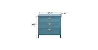 Flynama American Style 3-Drawer Storage Cabinet Anti-Tip Design Non-Slip Foot Pad Household Bedroom Study Wooden Chest Cabinet