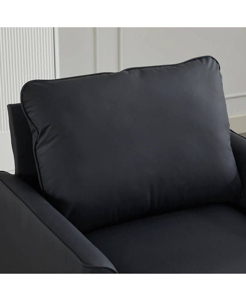 Rainsken Modern Accent Living Room Chairs Set of 2, Pu Leather fabric, Upholstered Arm Chair, for Room/Lounge/Office/Reception