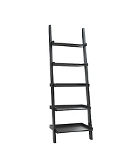 Flynama 5-Shelf Ladder Bookcase with Multi-Depth Shelves and Side Barriers