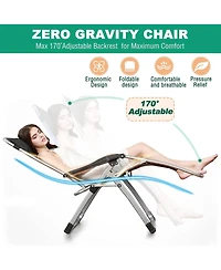 Aboron Zero Gravity Chair, Folding Portable Reclining Lounge Chair with Removable Cushion, Headrest, Patio Lounger for Indoor,Outdoor