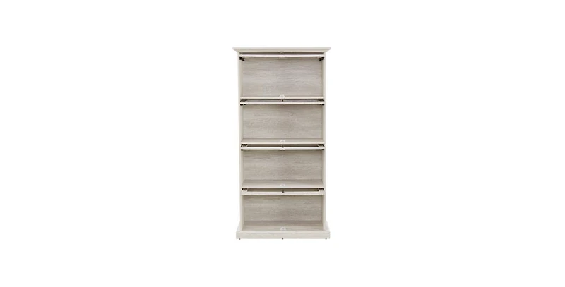 Flynama 4-Tier Tempered Glass Display Cabinet Flip-Up Door Household Collectible Toy Book Storage Showcase Cabinet