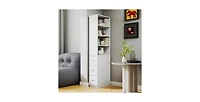 Flynama Tall Display Storage Cabinet with Shelves and Side Drawers