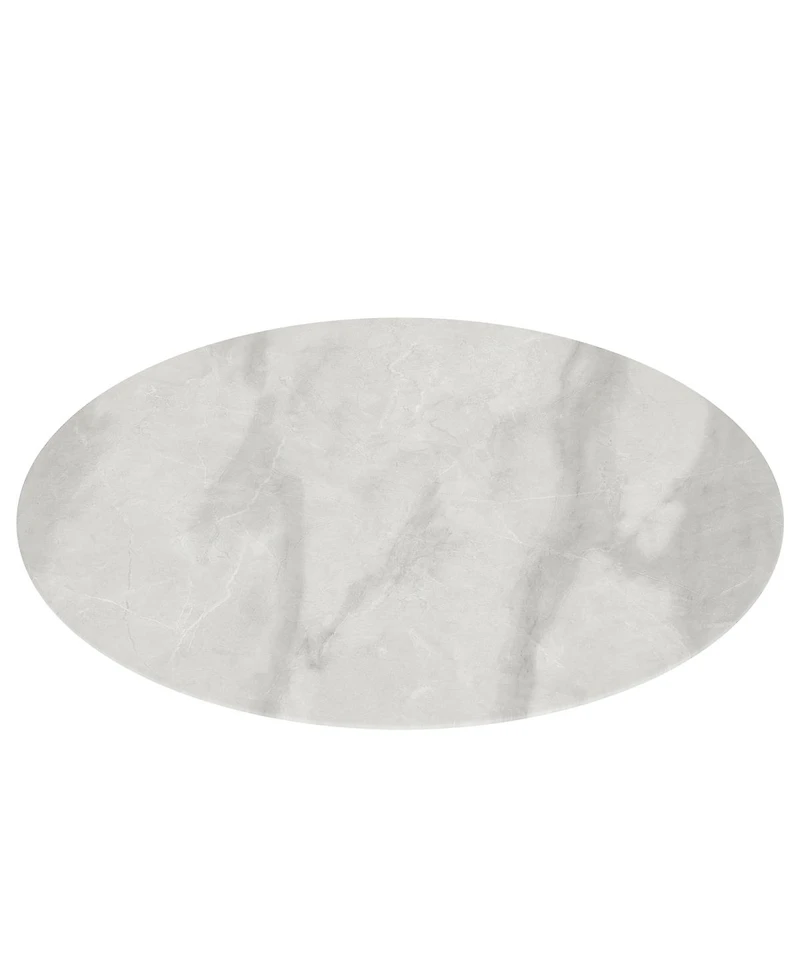 Streamdale Furniture 36'' Round Marble Design Tempered Glass Tabletop