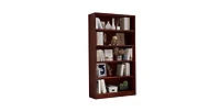 Flynama 60 Inch Tall 5-Shelf Adjustable Cherry Wood Bedroom Bookcase