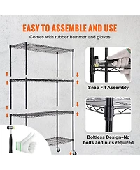 Mecale 4-Tier Storage Shelving Unit with Wheels, Adjustable, 700-Lb Capacity