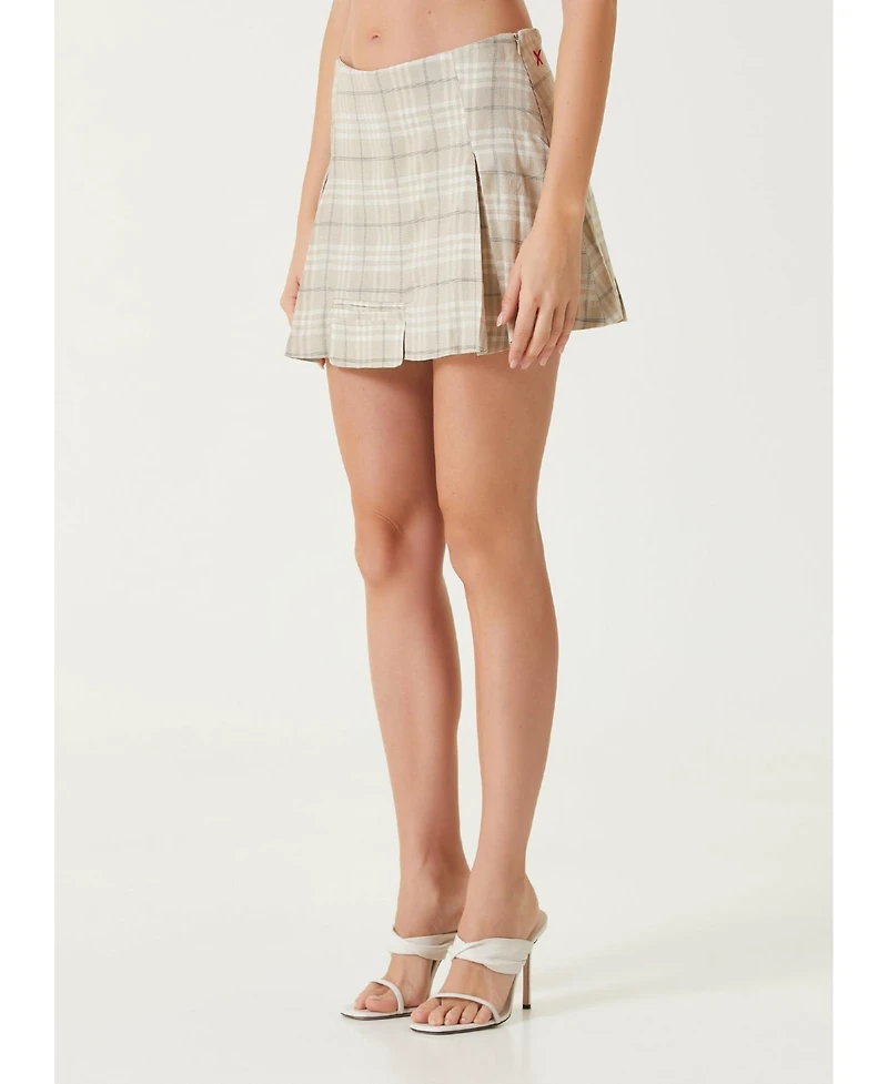 Pcfg Women's Free Heaven Linen-Blend Pleated Mini Skirt