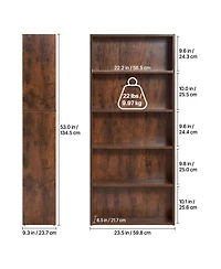 Flynama 53 Inch Narrow 5-Tier Adjustable Shelf Corner Bookshelf