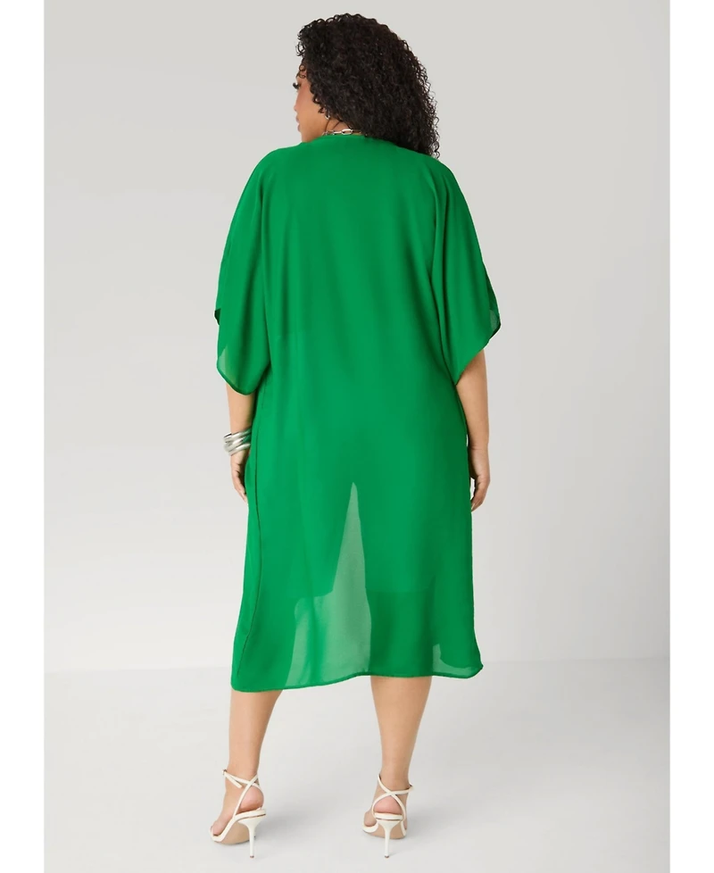 Ashley Stewart Plus Open Front Crepe Kimono