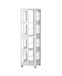 Flynama 4-Tier Steel Rotating Bookshelf with Wheels