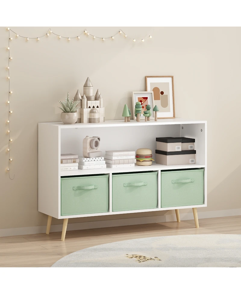 Flynama Kids Bookcase with Fabric Drawers and Toy Storage Organizer
