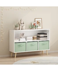 Flynama Kids Bookcase with Fabric Drawers and Toy Storage Organizer