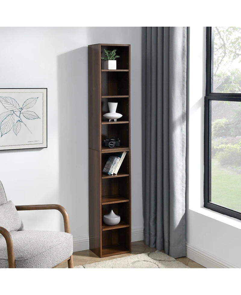 Flynama 70.9 Inch 8-Tier Detachable Adjustable Slim Media Storage Tower Home Narrow Bookcase