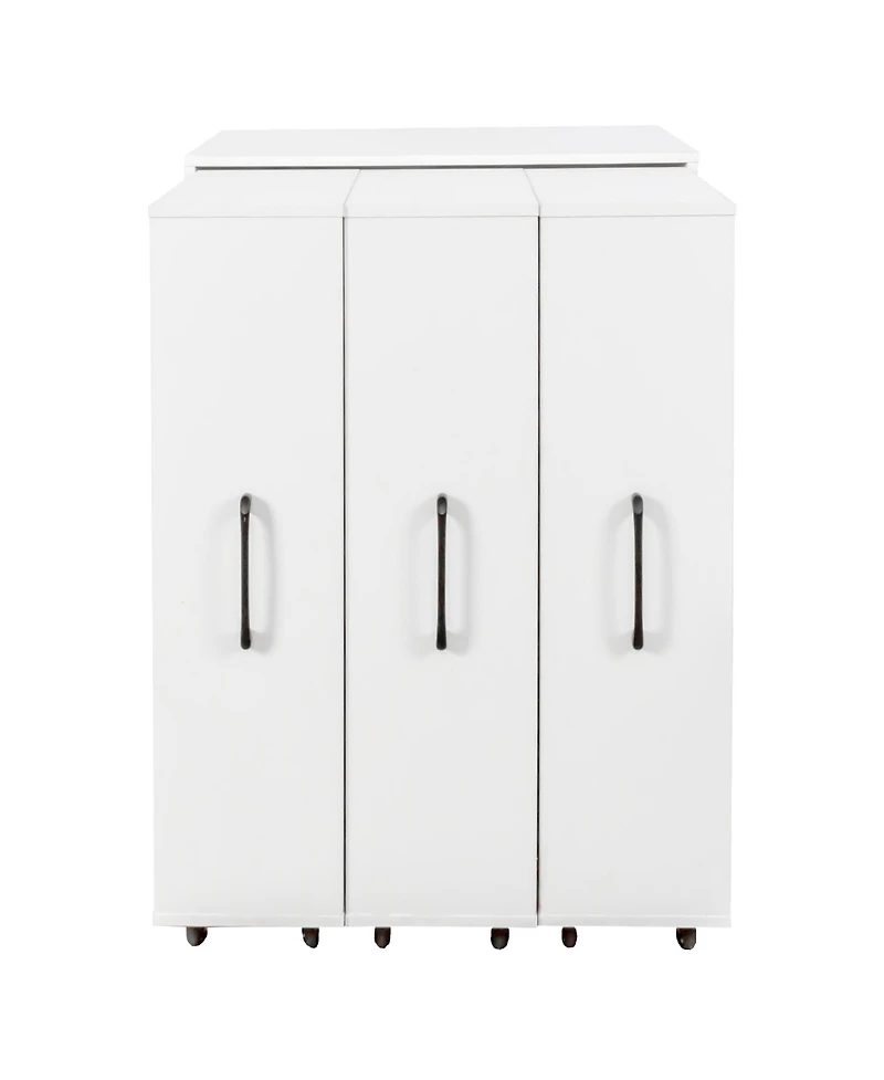 Flynama 3-Tier Freestanding Pull-Out Door Mobile Bookcase Multi-Grid Storage Cabinet with Universal Wheels