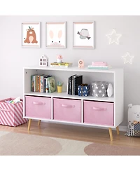 Flynama Kids Bookcase with Fabric Drawers and Toy Storage Organizer