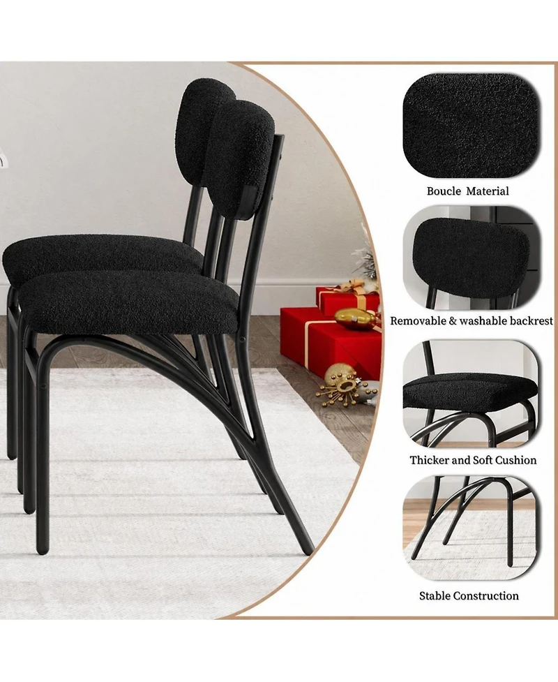 homfan 5 Piece Dining Set for 4 with Marble Tabletop