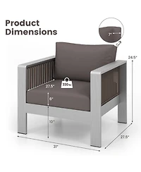 Gymax Aluminum Single Sofa Outdoor Furniture Set w/ Thick Back and Seat Cushions