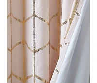 Avobird Total Blackout Metallic Print Grommet Top Curtain Panel