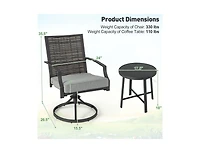 Mondawe 3 Piece Patio Swivel Chair Set with Soft Seat Cushions for Backyard
