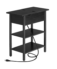 Slickblue Modern Side Table with Flip-Up Top and Built-In Charging Station