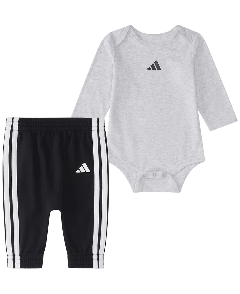 adidas Baby Boys' Long-Sleeve Bodysuit and Pants, 2-Piece Set