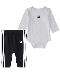 adidas Baby Boys' Long-Sleeve Bodysuit and Pants, 2-Piece Set