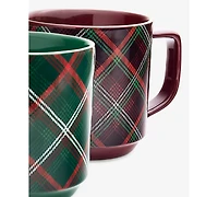 Macy's The Cellar Ceramic Plaid Mugs, Set of 2, Macy's Exclusive
