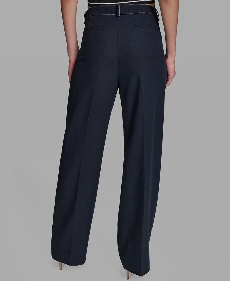 Karl Lagerfeld Paris Women's Ankle-Length Straight-Leg Pants
