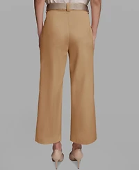 Karl Lagerfeld Paris Women's Mid-Rise Belted Cropped Pants