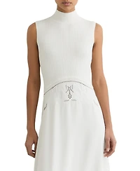 Reiss Women's Rib-Knit Mix Broderie Midi Dress