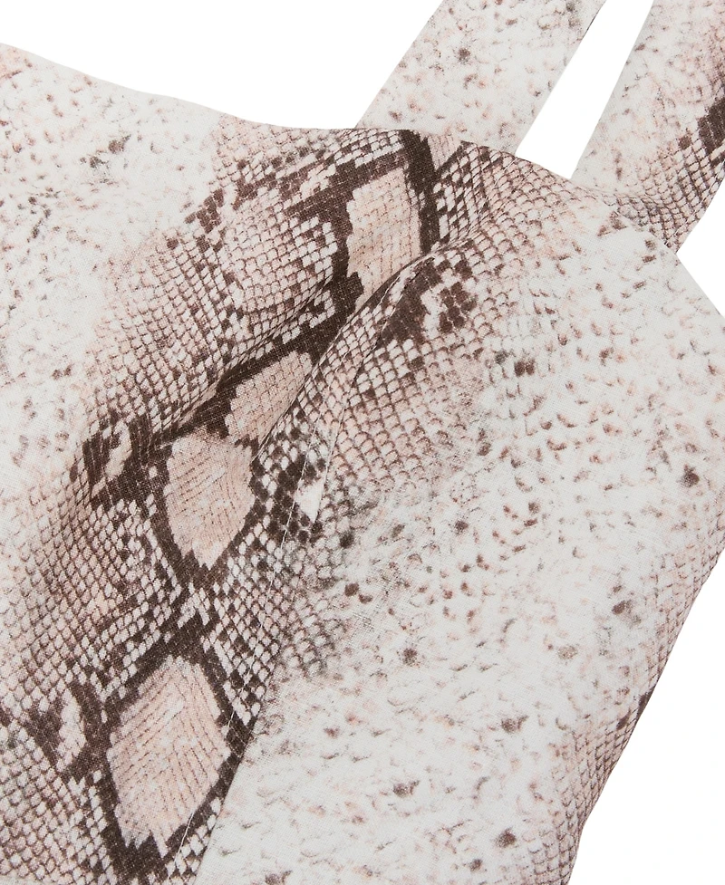 Reiss Women's Linen-Blend Snake-Print Midi Dress