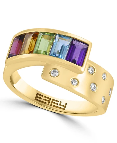 Effy Collection Multi-Gemstone (1-3/4) & Diamond (1/2 ct. t.w.) Ring in 14k Gold over Sterling Silver