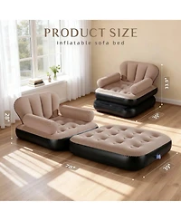 Gouun Convertible Inflatable Sofa Bed Flocked Pvc Pull Out Couch