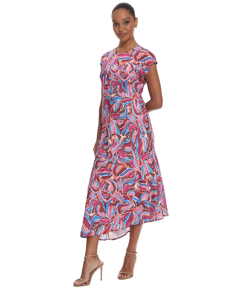 Maggy London Women's Print Asymmetrical Midi Dress