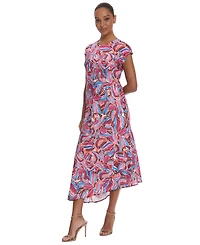 Maggy London Women's Print Asymmetrical Midi Dress
