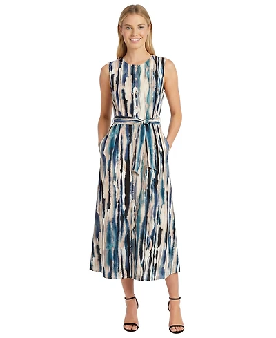 Maggy London Women's Printed Button Midi Dress