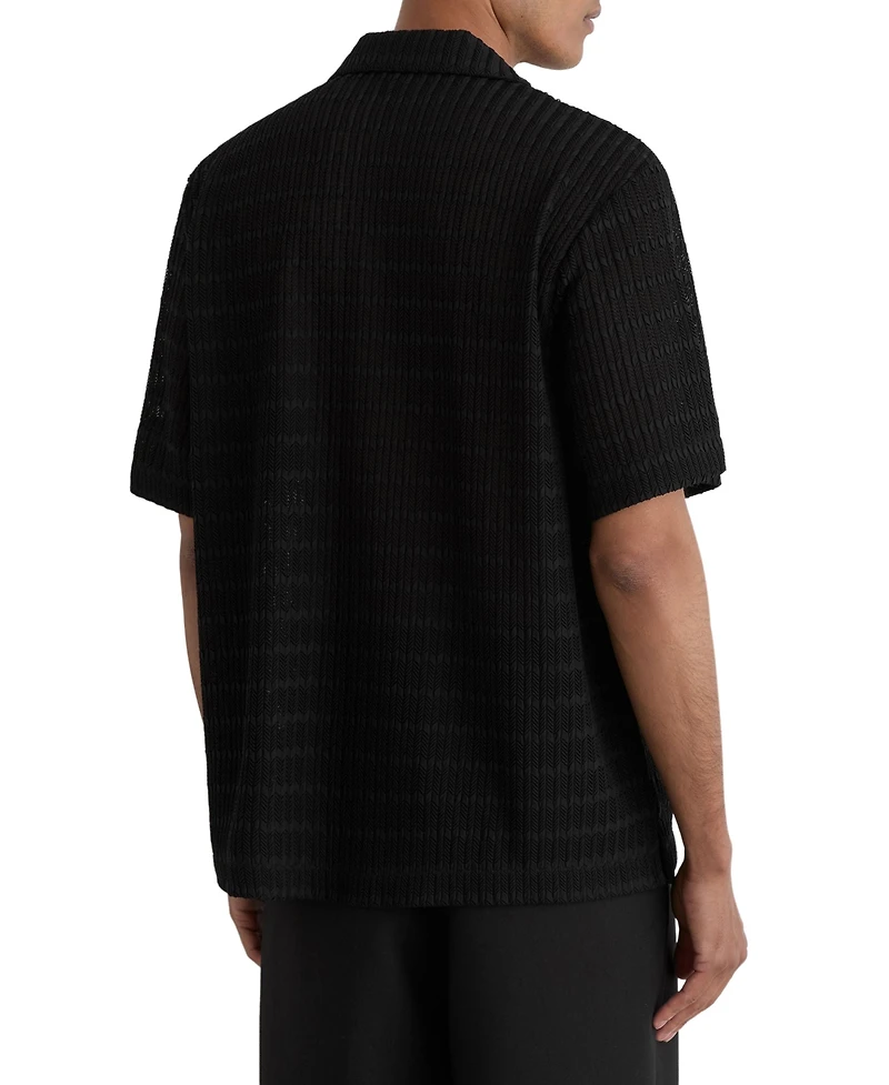 Reiss Men's Sid Crochet Cuban Shirt