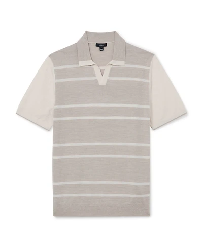 Reiss Men's Miles Open Collar Striped Merino Wool Polo Shirt