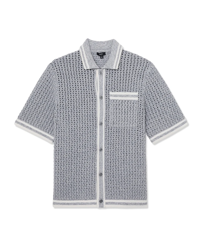 Reiss Men's Meadows Button Through Crochet Shirt