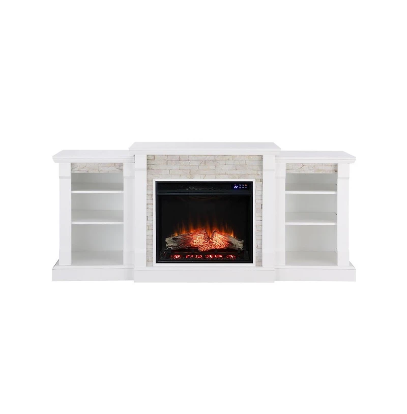 Augusta Home Gallatin Criss-Cross Electric Fireplace w/ Bookcases
