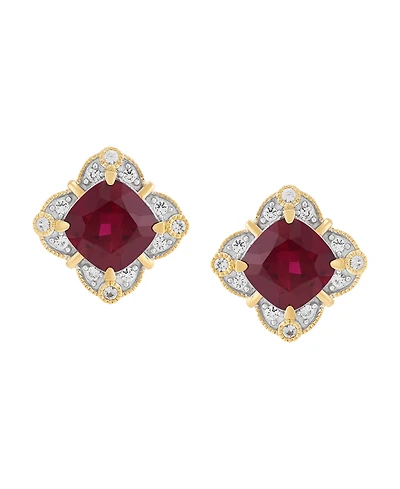 Macy's Lab-Grown Sapphire (3-3/4 ct. t.w.) & White (1/4 Stud Earrings Sterling Silver (Also Ruby)