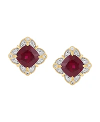 Macy's Lab-Grown Sapphire (3-3/4 ct. t.w.) & White (1/4 Stud Earrings Sterling Silver (Also Ruby)