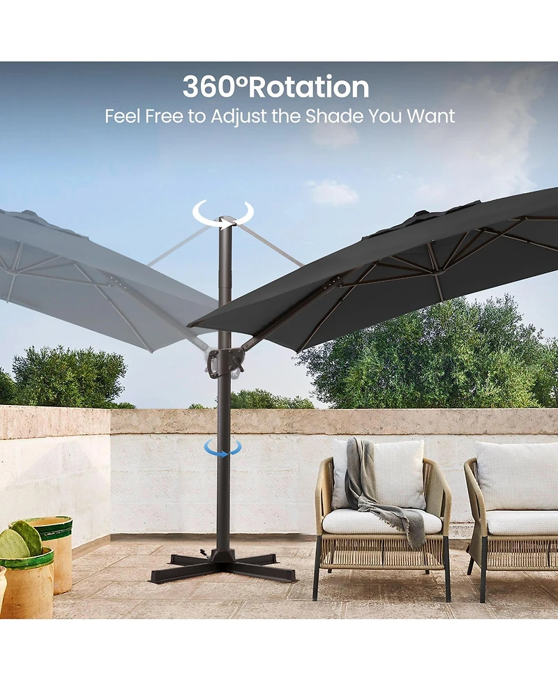 Pellebant Outdoor Patio 9 X 12Feet Aluminum Cantilever Umbrella
