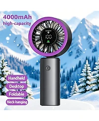 Cowin Handheld Portable Fan F30 4000mAh Rechargeable Battery Led Digital Display 100 Speed Wind Foldable Electric Personal Mini Travel