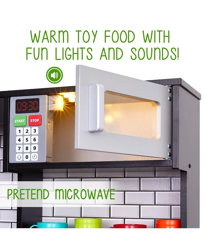 Lil' Jumbl Premium Kids Kitchen Set, Wooden Pretend Play Kitchen with Sounds and Accessories