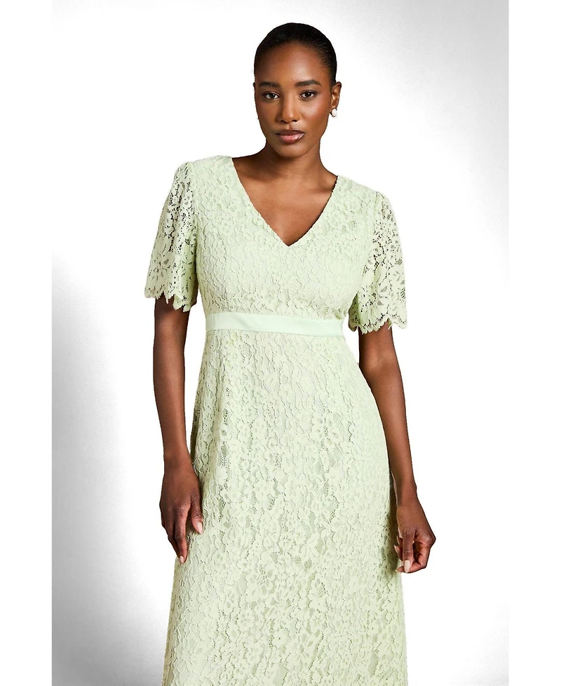 Coast Women's Scallop Hem V-Neck Lace Midi Dress