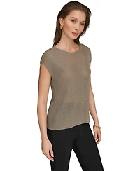Donna Karan New York Women's Sleeveless Metallic Crewneck Sweater