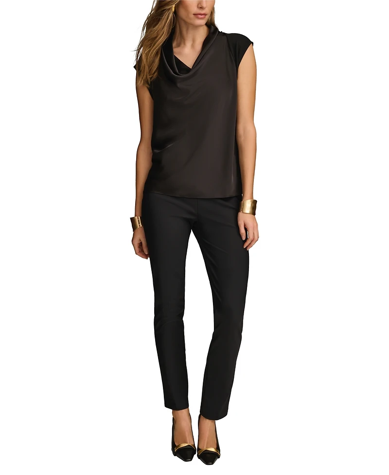 Donna Karan New York Women's Cowl-Neck Cap-Sleeve Top