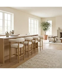 Maison Boucle 24'' Boucle Counter Height Stools Set of 4, Armrest Bar Stools