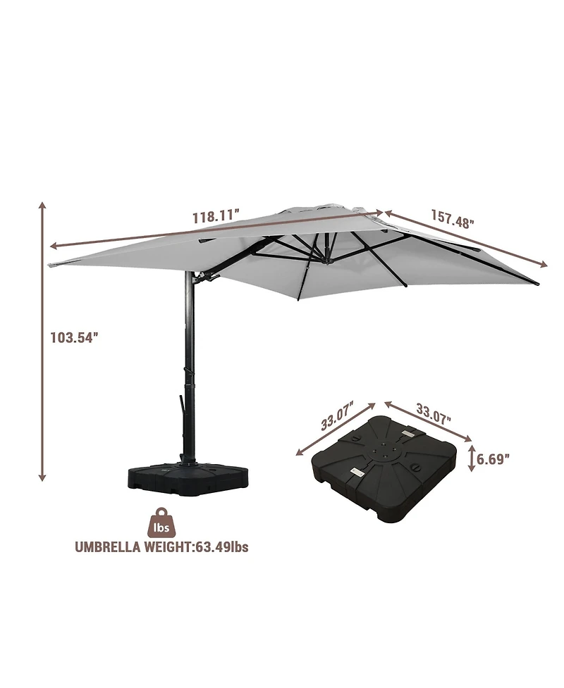 Mondawe 10x13Feet Cantilever Patio Umbrella with Diy Drape Hook and Base