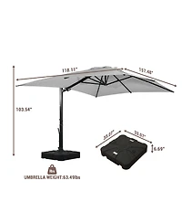 Mondawe 10x13Feet Cantilever Patio Umbrella with Diy Drape Hook and Base